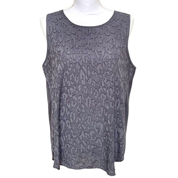 LOFT Gray Textured Leopard Print Sleeveless Top Size M - Picture 1 of 7